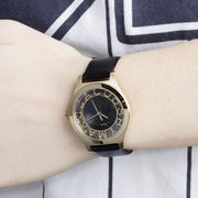  Shop Authentic Marc Jacobs Henry Skeleton Black Dial Black Leather Strap Watch for Women - MBM1340 - Luxxuri