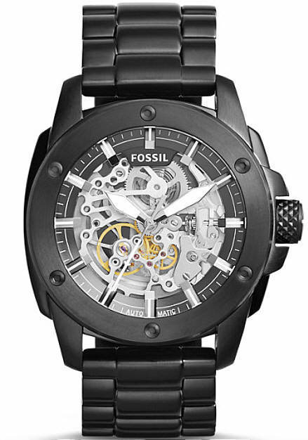  Shop Authentic Fossil Modern Machine Automatic Silver Dial Black Steel Strap Watch for Men - ME3080 - Luxxuri