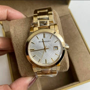  Shop Authentic Burberry The City White Dial Gold Steel Strap Watch for Women - BU9103 - Luxxuri