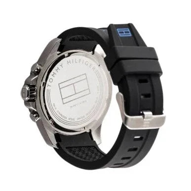  Shop Authentic Tommy Hilfiger Sport Multifunction Black Dial Black Rubber Strap Watch for Men - 1791143 - Luxxuri