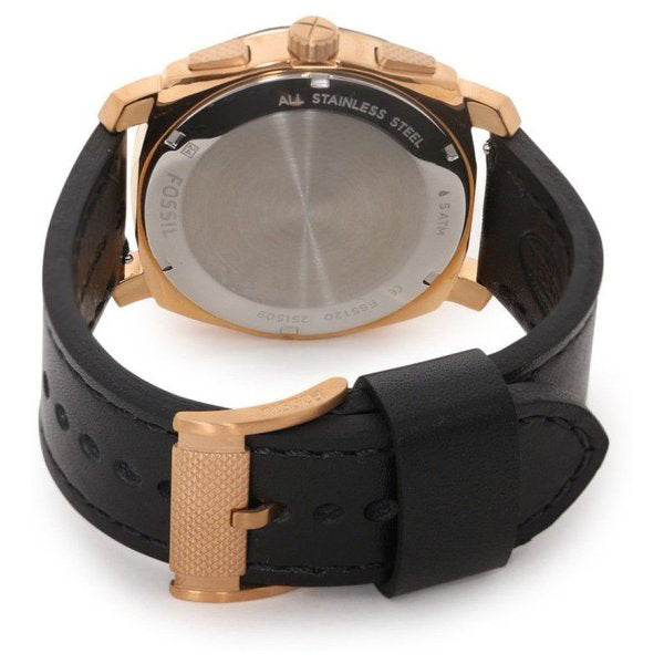  Shop Authentic Fossil Machine Chronograph Black Dial Black Leather Strap Watch for Men - FS5120 - Luxxuri