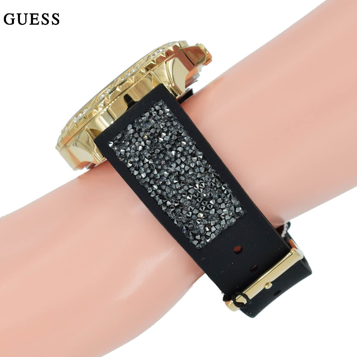  Shop Authentic Guess Swirl Quartz Black Dial Black Silicone Strap Watch for Women - W1096L3 - Luxxuri