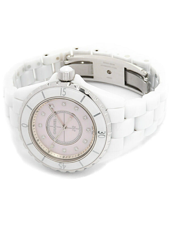  Shop Authentic Chanel J12 Quartz Diamonds Pink Dial White Steel Strap Watch for Women - J12 H5513 - Luxxuri