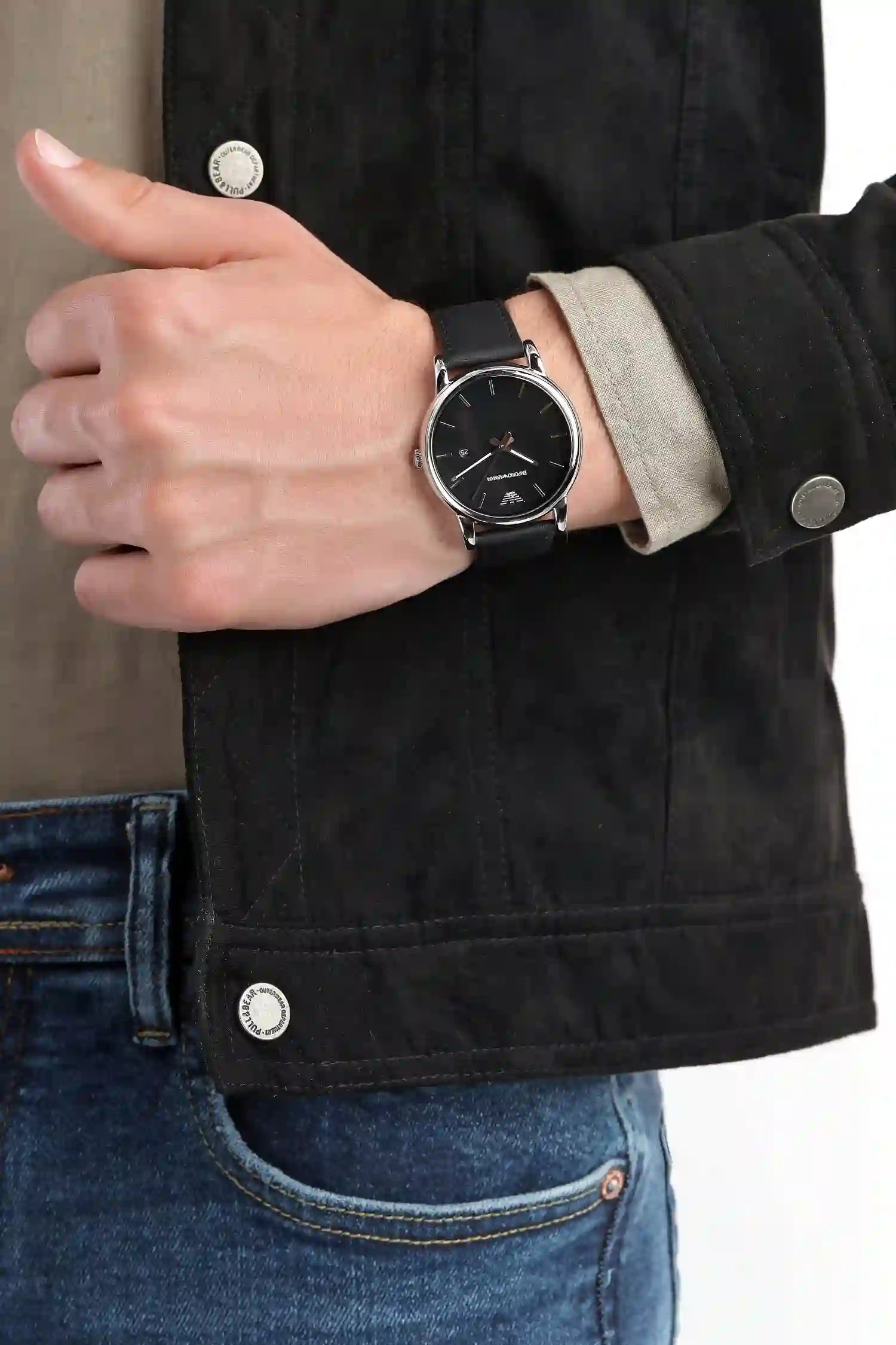  Shop Authentic Emporio Armani Classic Quartz Black Dial Black Leather Strap Watch For Men - AR1692 - Luxxuri