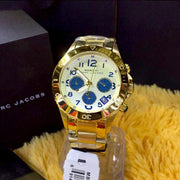  Shop Authentic Marc Jacobs Rock Metal Chronograph Gold Dial Gold Steel Strap Watch for Men - MBM3158 - Luxxuri