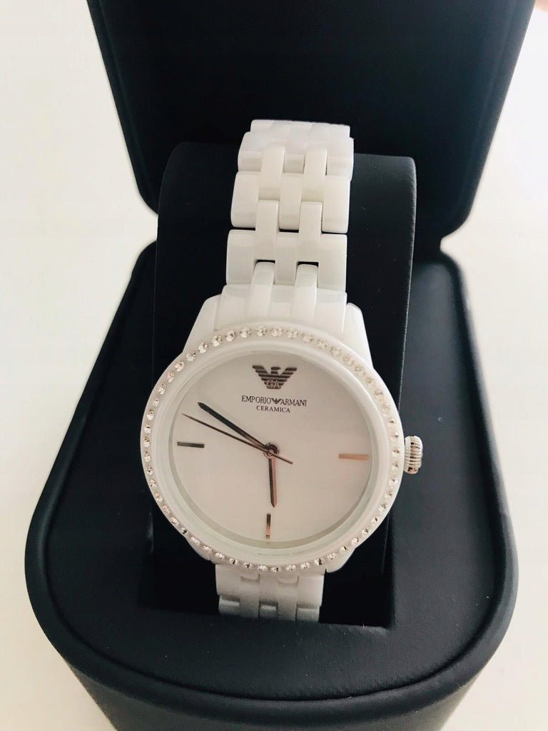  Shop Authentic Emporio Armani Ceramic White Dial White Ceramic Bracelet Watch For Women - AR1477 - Luxxuri