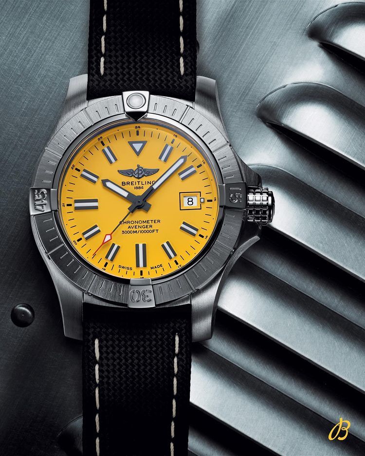  Shop Authentic Breitling Avenger Automatic 45 Seawolf Yellow Dial Black Nylon Strap Watch for Men - A17319101I1X1 - Luxxuri