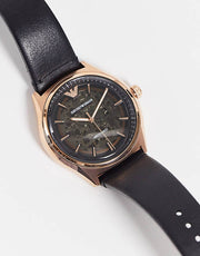  Shop Authentic Emporio Armani Meccanico Black Dial Black Leather Watch For Men - AR60004 - Luxxuri