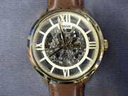  Shop Authentic Fossil Townsman Automatic Skeleton Gold Dial Brown Leather Strap Watch for Men - ME3043 - Luxxuri