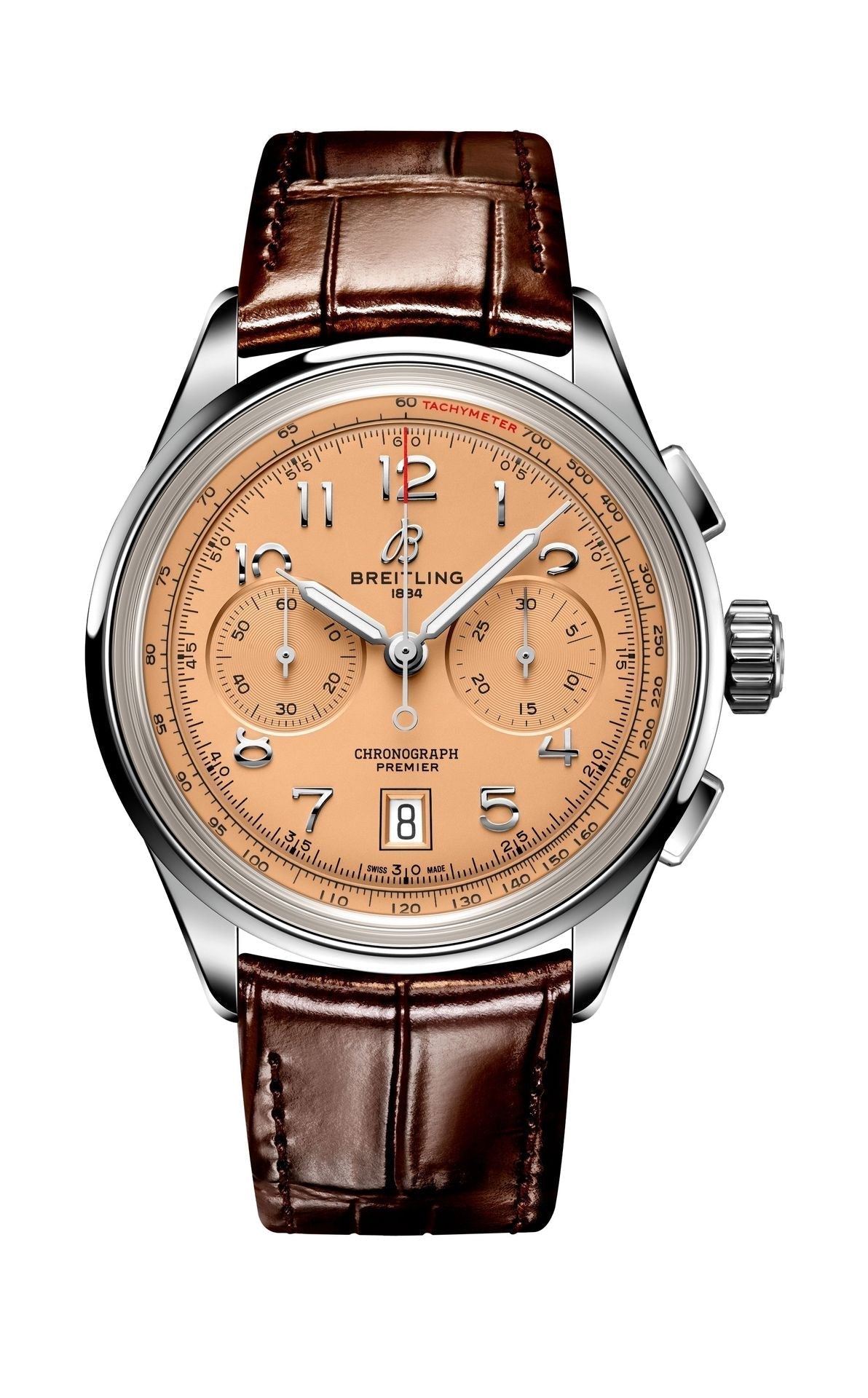  Shop Authentic Breitling Premier B01 Chronograph 42 Beige Dial Brown Leather Strap Watch for Men - AB0145331K1P1 - Luxxuri