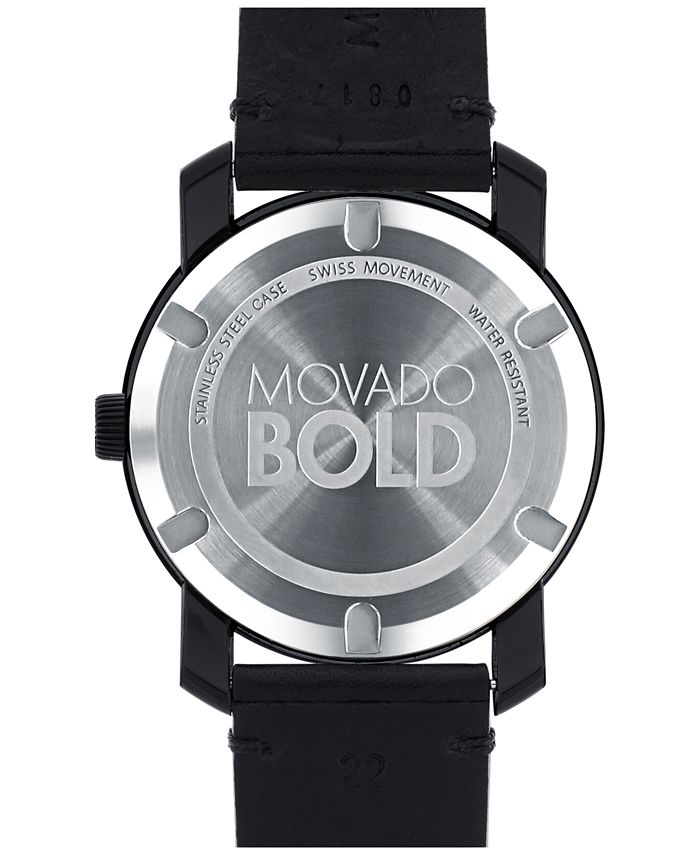  Shop Authentic Movado Bold TR90 Black Dial Black Leather Strap Watch For Men - 3600307 - Luxxuri
