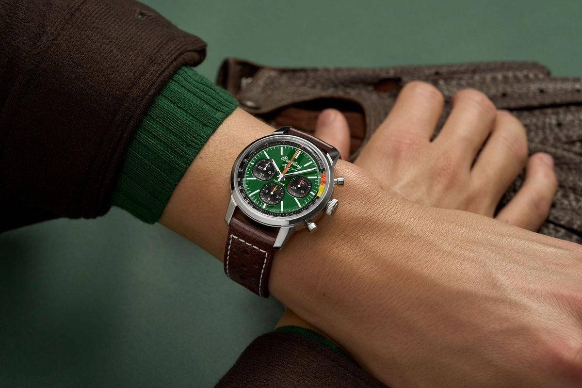  Shop Authentic Breitling Top Time B01 Ford Mustang Green Dial Brown Leather Strap Watch for Men - AB01762A1L1X1 - Luxxuri