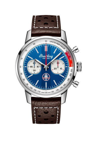  Shop Authentic Breitling Top Time B01 Shelby Cobra Blue Dial Brown Leather Strap Watch for Men - AB01763A1C1X1 - Luxxuri