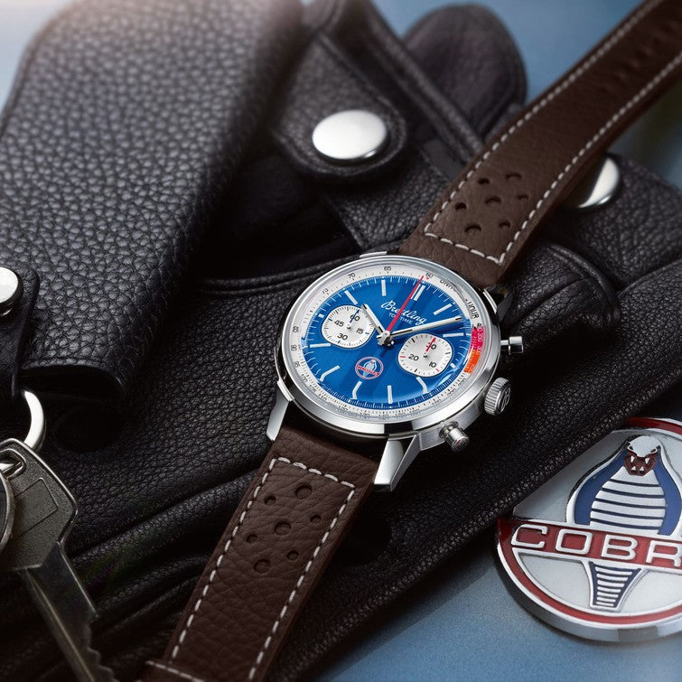  Shop Authentic Breitling Top Time B01 Shelby Cobra Blue Dial Brown Leather Strap Watch for Men - AB01763A1C1X1 - Luxxuri