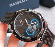  Shop Authentic Maserati Traguardo Chronograph Black Dial Mesh Bracelet Watch For Men - R8873612006 - Luxxuri