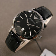  Shop Authentic Emporio Armani Classic Quartz Black Dial Black Leather Strap Watch For Men - AR2429 - Luxxuri