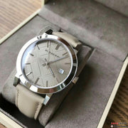  Shop Authentic Burberry The City Silver Dial Beige Leather Strap Unisex Watch - BU9010 - Luxxuri