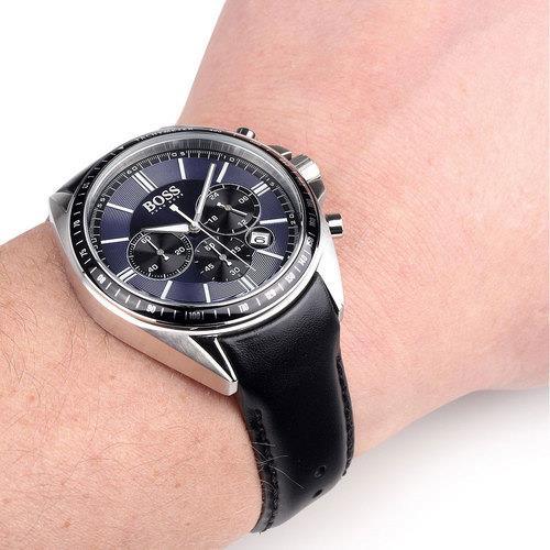  Shop Authentic Hugo Boss Driver Sport Chronograph Blue Dial Black Leather Strap Watch for Men - 1513077 - Luxxuri