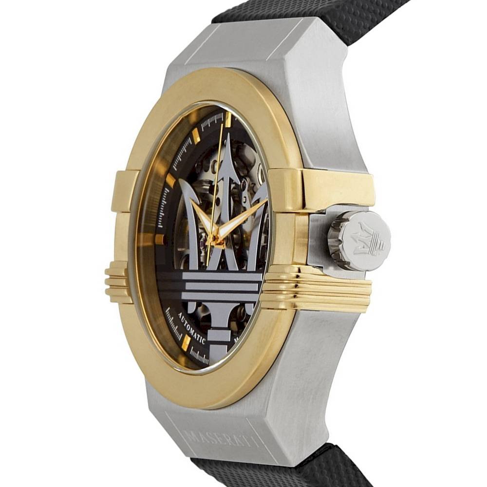  Shop Authentic Maserati Potenza Automatic Skeleton Dial Black Leather Strap Watch For Men - R8821108011 - Luxxuri