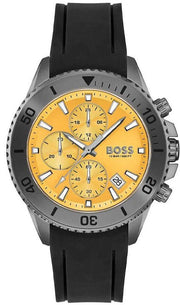  Shop Authentic Hugo Boss Admiral Yellow Dial Black Rubber Silicone Strap Watch for Men - 1513968 - Luxxuri