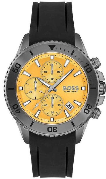  Shop Authentic Hugo Boss Admiral Yellow Dial Black Rubber Silicone Strap Watch for Men - 1513968 - Luxxuri
