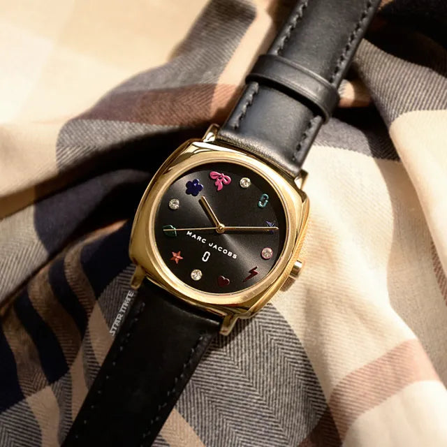  Shop Authentic Marc Jacobs Mandy Black Dial Black Leather Strap Watch for Women - MJ1597 - Luxxuri