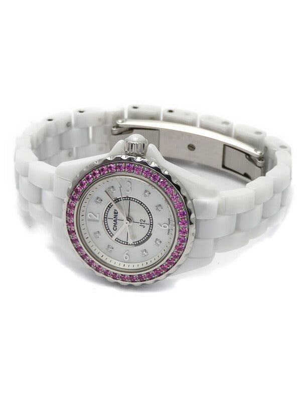 Shop Authentic Chanel J12 Quartz Diamonds Mother of Pearl White Dial White Steel Strap Watch for Women - J12 H3243 - Luxxuri