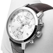  Shop Authentic Tissot PRC 200 Chronograph Silver Dial Brown Leather Strap Watch For Men - T055.417.16.037.00 - Luxxuri