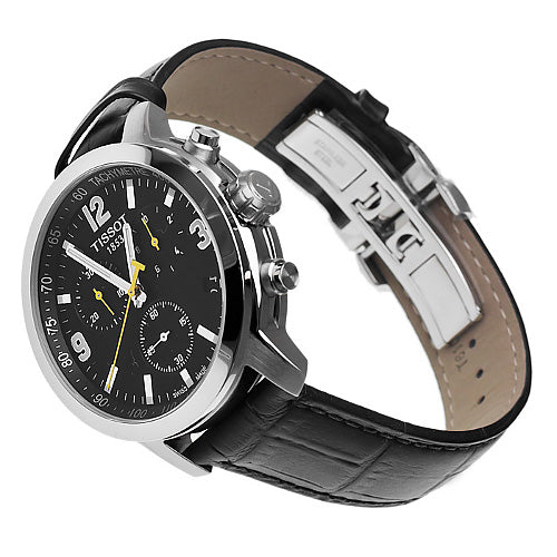  Shop Authentic Tissot PRC 200 Chronograph Black Dial Black Leather Strap Watch For Men - T055.417.16.057.00 - Luxxuri