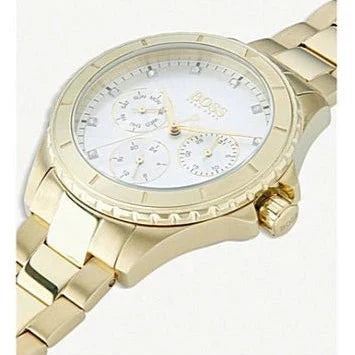  Shop Authentic Hugo Boss Premiere White Dial Gold Steel Strap Watch for Women - 1502445 - Luxxuri