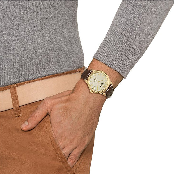  Shop Authentic Tissot Le Locle Automatic Gold Dial Brown Leather Strap Watch For Men - T41.5.413.73 - Luxxuri