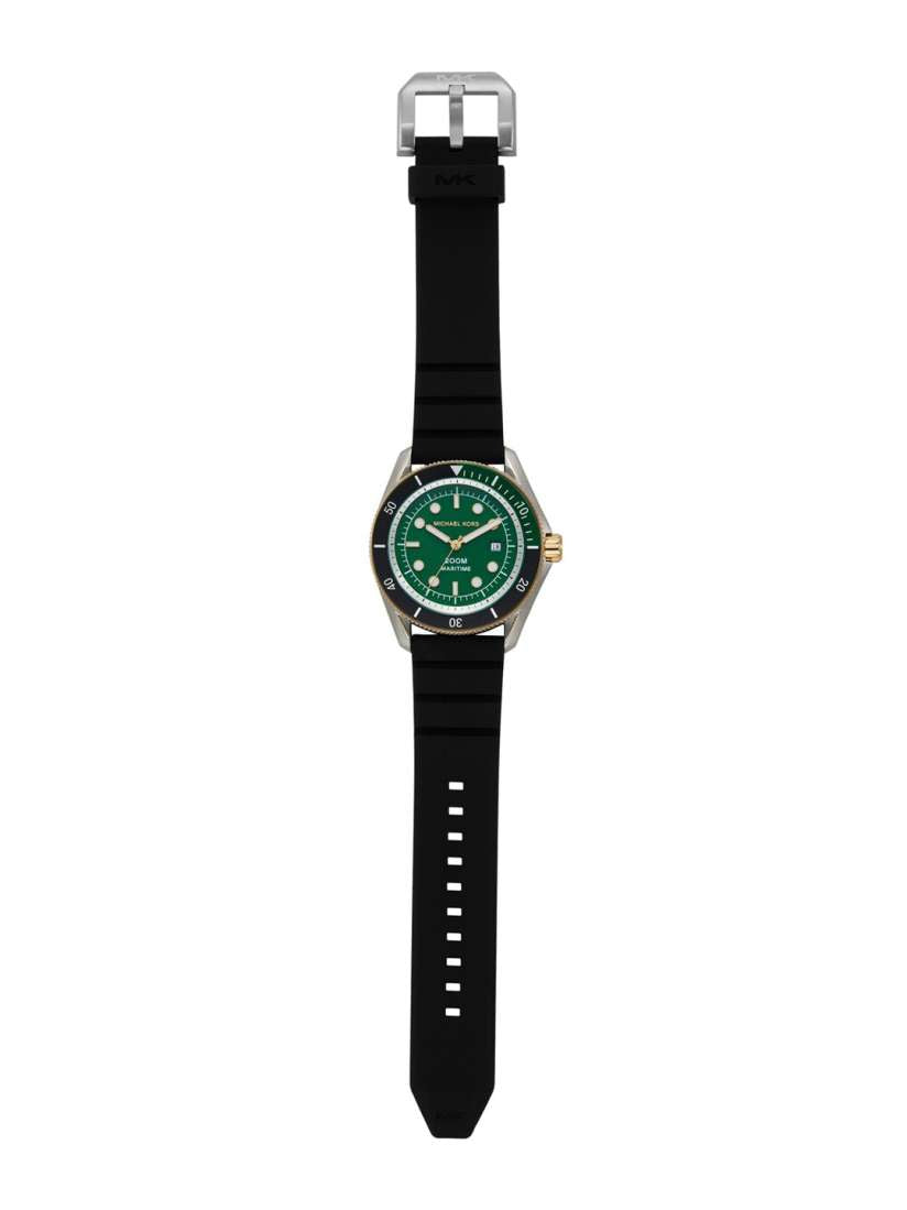  Shop Authentic Michael Kors Maritime Analog Green Dial Black Silicone Strap Watch for Men - MK9158 - Luxxuri