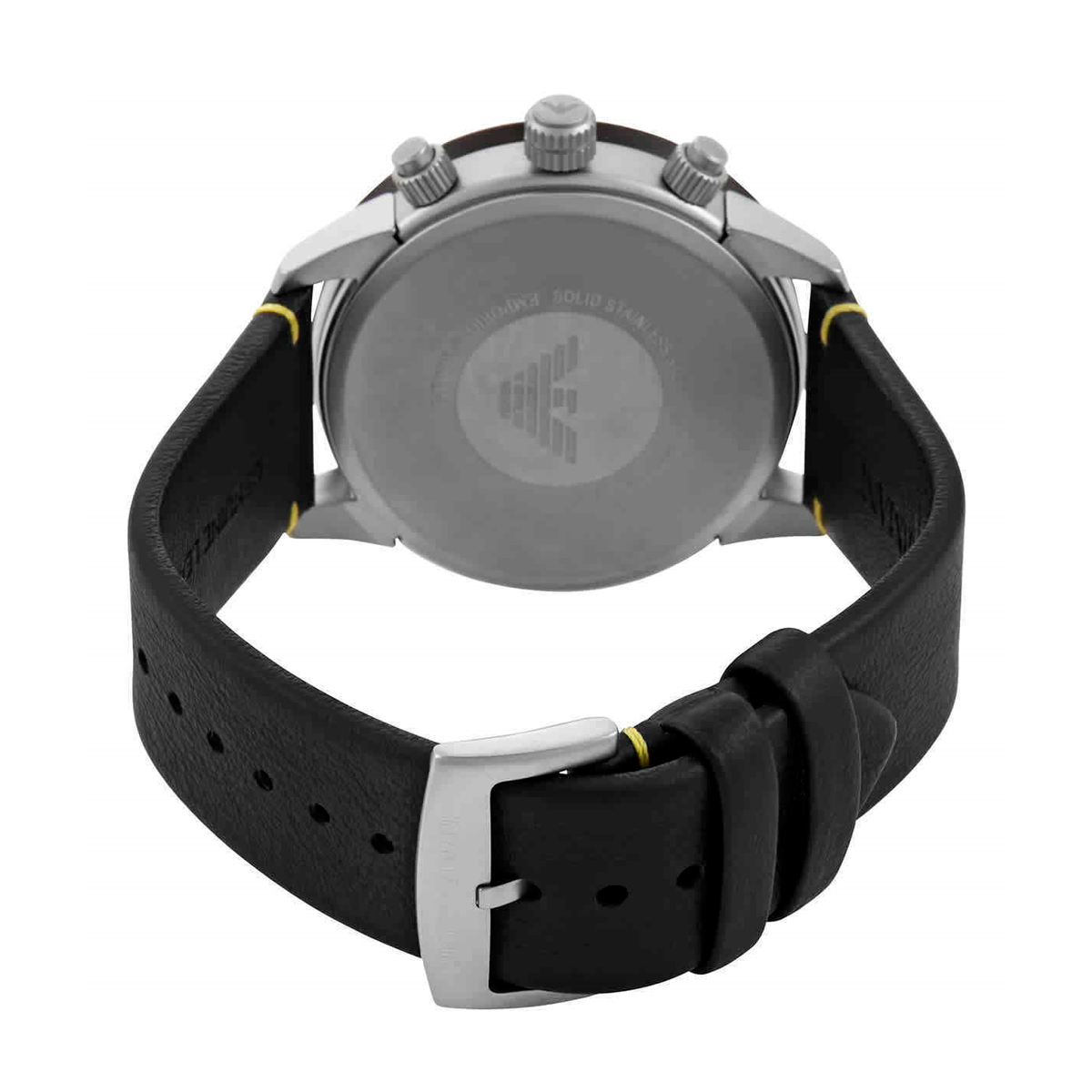  Shop Authentic Emporio Armani Mario Chronograph Black Dial Black Leather Strap Watch For Men - AR11325 - Luxxuri