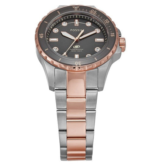  Shop Authentic Fossil Blue Dive Three Hand Gray Dial Two Tone Steel Strap Watch For Women - ES5348 - Luxxuri
