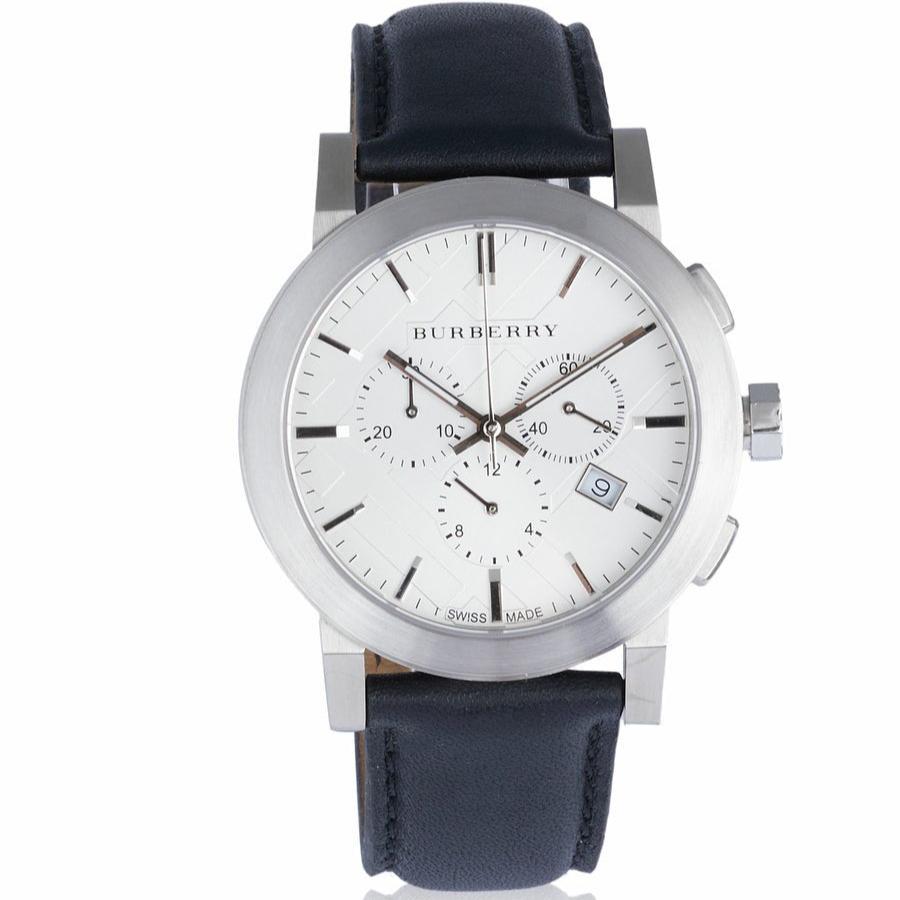  Shop Authentic Burberry The City Chronograph White Dial Black Leather Strap Watch for Men - BU9355 - Luxxuri