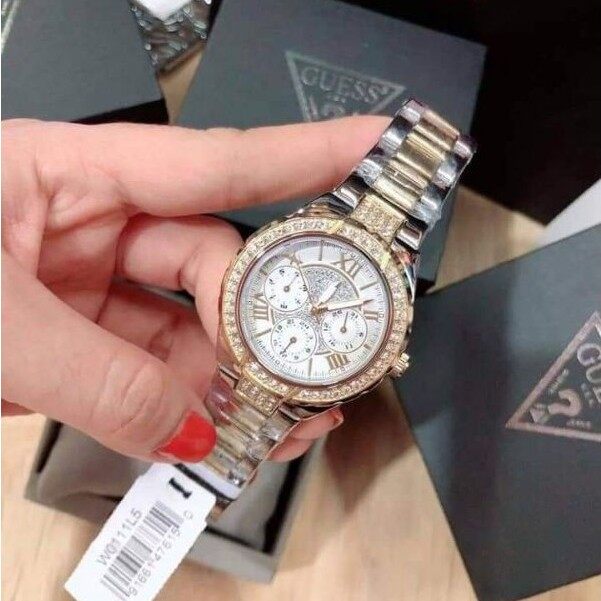  Shop Authentic Guess Viva Diamonds Silver Dial Two Tone Steel Strap Watch for Women - W0111L5 - Luxxuri