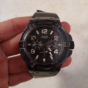  Shop Authentic Guess Rigor Analog Black Dial Brown Leather Strap Watch For Men - W0040G8 - Luxxuri