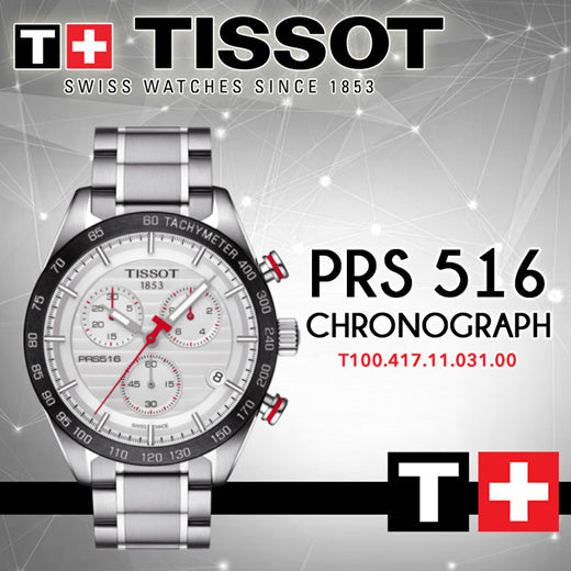  Shop Authentic Tissot T Sport PRS 516 Chronograph White Dial Silver Steel Strap Watch For Men - T100.417.11.031.00 - Luxxuri