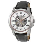  Shop Authentic Fossil Grant Automatic Skeleton White Dial Black Leather Strap Watch for Men - ME3101 - Luxxuri