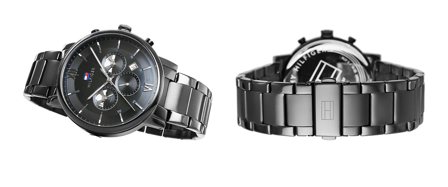  Shop Authentic Tommy Hilfiger Evan Chronograph Quartz Black Dial Black Steel Strap Watch For Men - 1710410 - Luxxuri