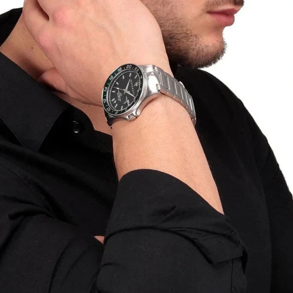  Shop Authentic Maserati SFIDA Chronograph Black Dial Silver Steel Strap Watch For Men - R8853140005 - Luxxuri