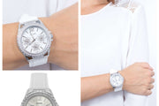  Shop Authentic Guess Starlight Multifunction Diamonds White Dial White Rubber Strap Watch for Women - W0846L8 - Luxxuri