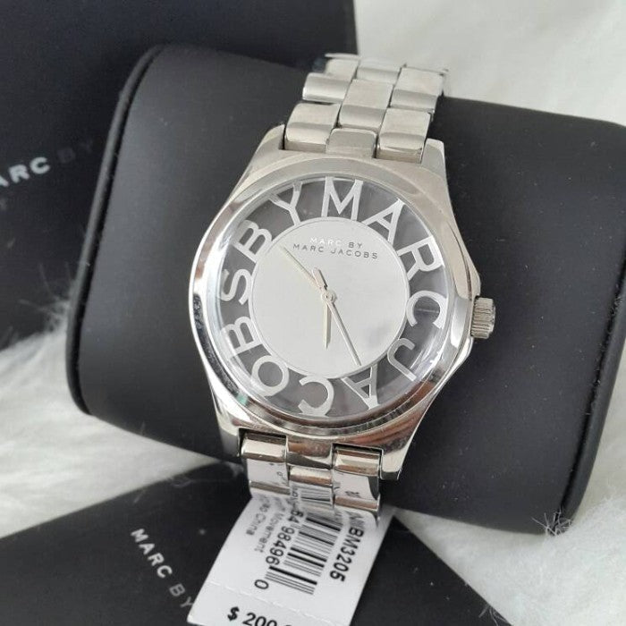  Shop Authentic Marc Jacobs Henry Transparent Silver Dial Silver Steel Strap Watch for Women - MBM3205 - Luxxuri
