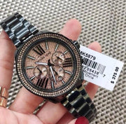  Shop Authentic Michael Kors Wren Chronograph Gold Diamonds Dial Black Steel Strap Watch for Women - MK5879 - Luxxuri