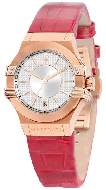  Shop Authentic Maserati Potenza Silver Dial Red Leather Strap Watch For Women - R8851108501 - Luxxuri
