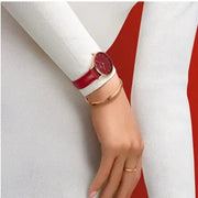  Shop Authentic Daniel Wellington Petite Red Dial Red Leather Strap Watch For Women - DW00100405 - Luxxuri