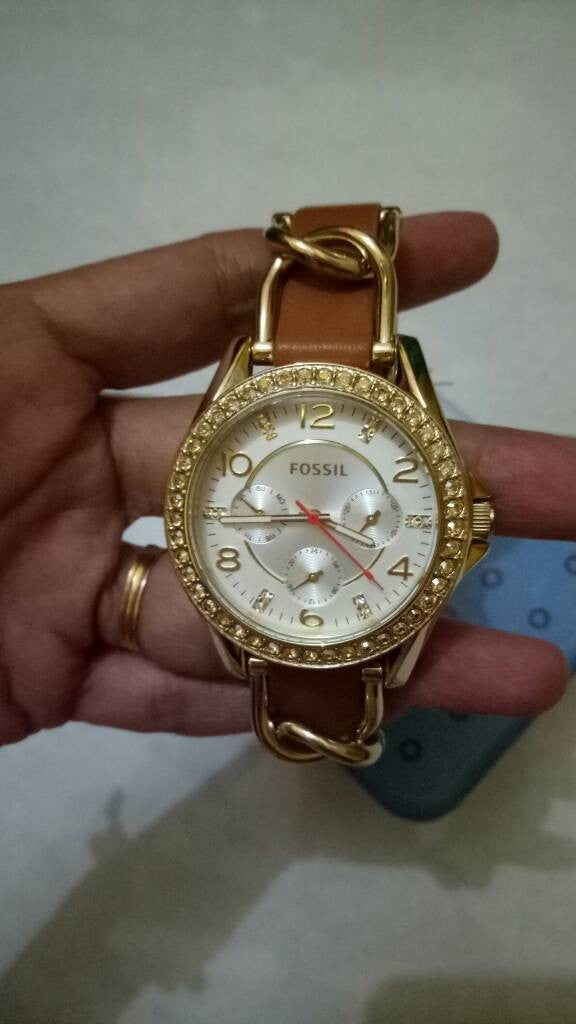  Shop Authentic Fossil Riley Multifunction White Dial Orange Leather Strap Watch for Women - ES3723 - Luxxuri