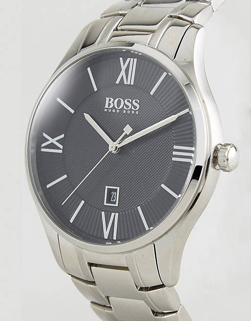  Shop Authentic Hugo Boss Governer Black Dial Silver Steel Strap Watch for Men - 1513488 - Luxxuri