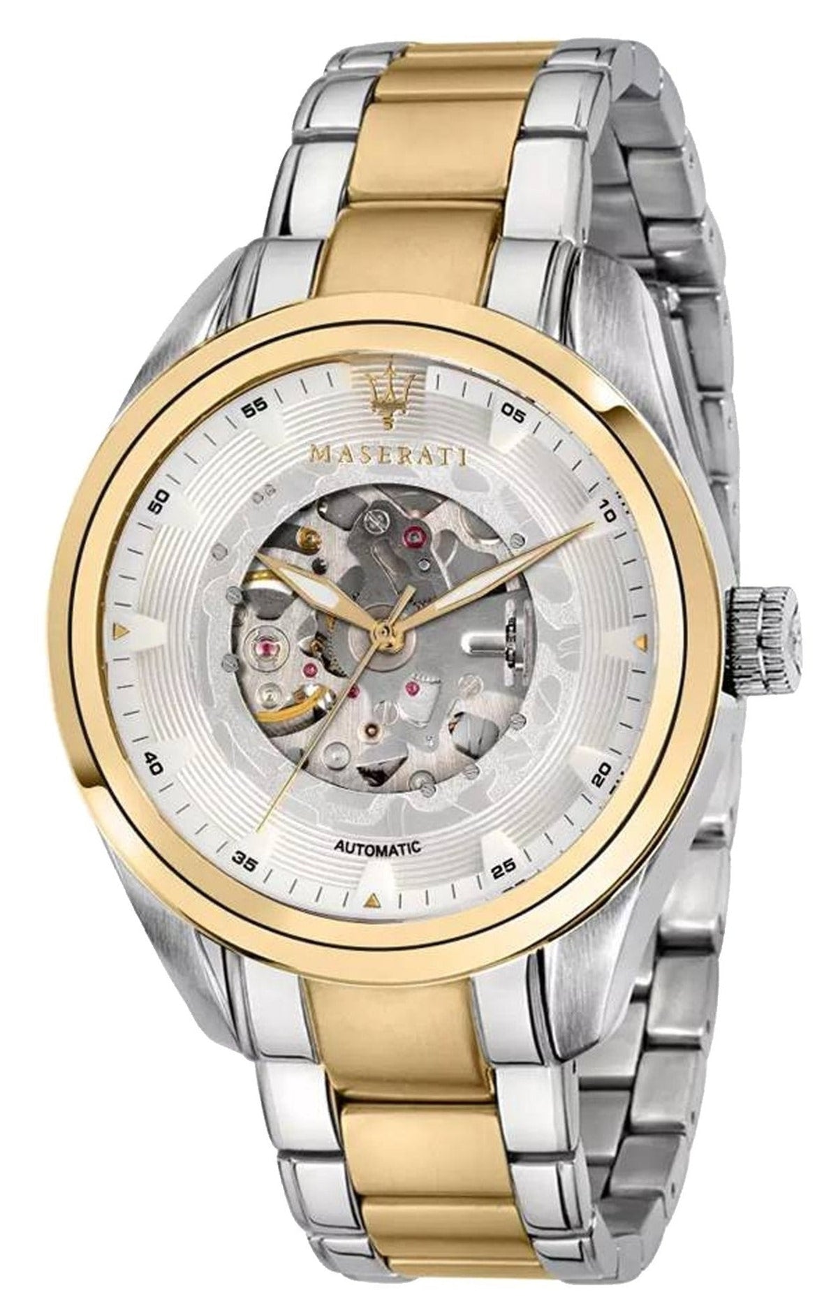 Shop Authentic Maserati Traguardo Automatic White Skeleton Dial Two Tone Steel Strap Watch For Men - R8823112003 - Luxxuri