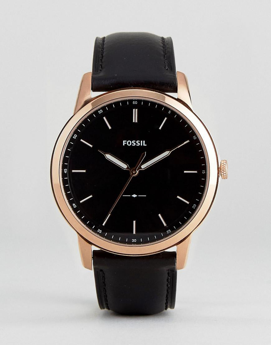  Shop Authentic Fossil The Minimalist Black Dial Black Leather Strap Watch for Men - FS5376 - Luxxuri